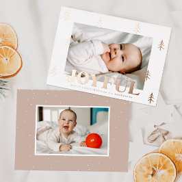 Tarjeta Festiva Con Relieve Metalizado Joyful Rosa Gold Trees 2 Foto