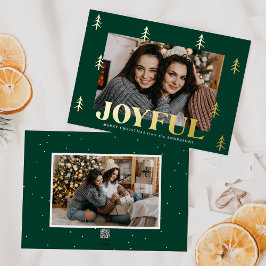 Tarjeta Festiva Con Relieve Metalizado Joyful Trees Green 2 Photo