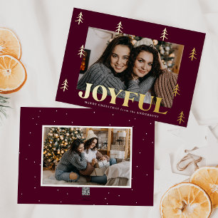 Tarjeta Festiva Con Relieve Metalizado Joyful Trees Merlot 2 Foto