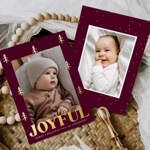 Tarjeta Festiva Con Relieve Metalizado Joyful Trees Merlot 2 Foto