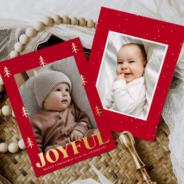 Tarjeta Festiva Con Relieve Metalizado Joyful Trees Red 2 Photo
