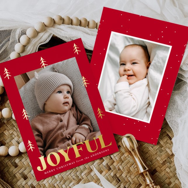 Tarjeta Festiva Con Relieve Metalizado Joyful Trees Red 2 Photo (Subido por el creador)