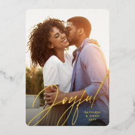 Tarjeta Festiva Con Relieve Metalizado Joyoso guión moderno Navidades rojos fotográficos