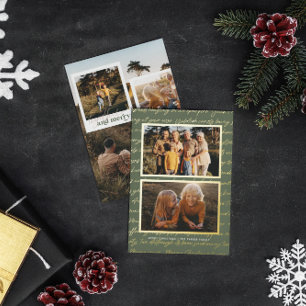 Tarjeta Festiva Con Relieve Metalizado Juntos y merry   Nostálgicos Cinco Navidades fotog
