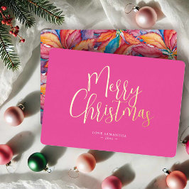 Tarjeta Festiva Con Relieve Metalizado La Navidad de Pink Merry