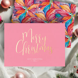 Tarjeta Festiva Con Relieve Metalizado La Navidad de Pink Merry