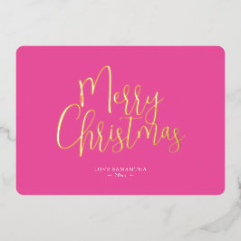 Tarjeta Festiva Con Relieve Metalizado La Navidad de Pink Merry