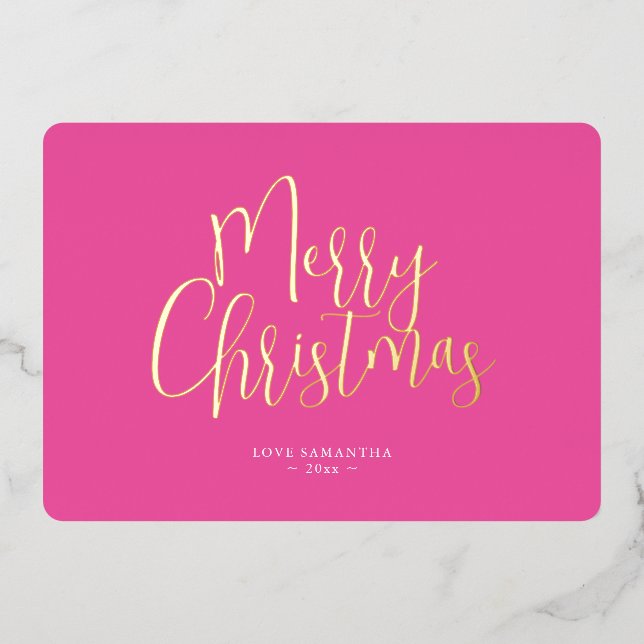Tarjeta Festiva Con Relieve Metalizado La Navidad de Pink Merry (Anverso)