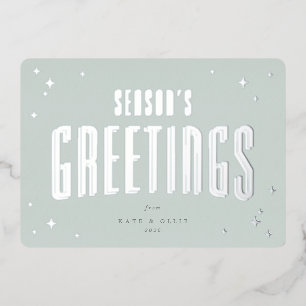 Tarjeta Festiva Con Relieve Metalizado La temporada verde pálida de los gritos de las est