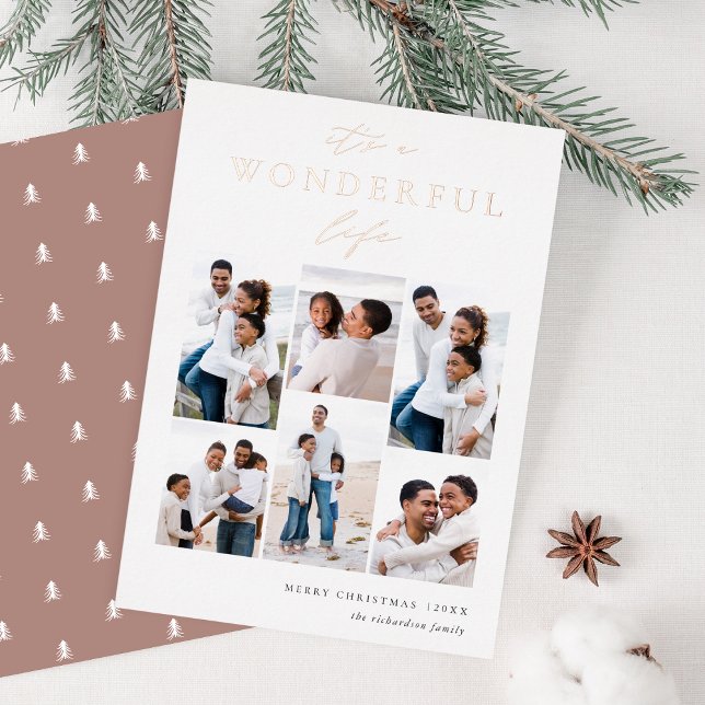 Tarjeta Festiva Con Relieve Metalizado La vida maravillosa | 6 NAVIDADES COLLAGES DE FOTO (Subido por el creador)