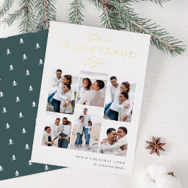 Tarjeta Festiva Con Relieve Metalizado La vida maravillosa | 6 NAVIDADES COLLAGES DE FOTO