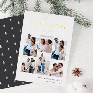 Tarjeta Festiva Con Relieve Metalizado La vida maravillosa   6 NAVIDADES COLLAGES DE FOTO