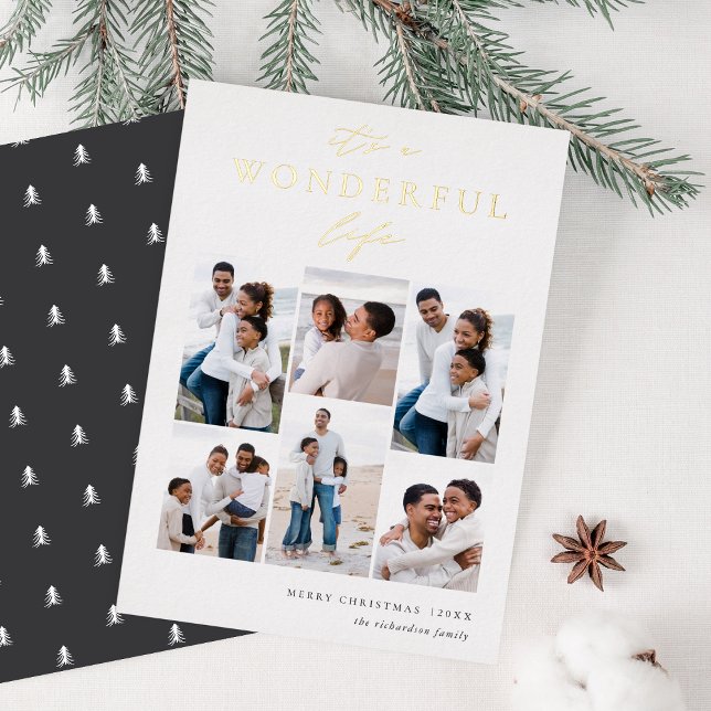 Tarjeta Festiva Con Relieve Metalizado La vida maravillosa | 6 NAVIDADES COLLAGES DE FOTO (Subido por el creador)