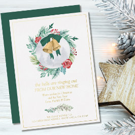 Tarjeta Festiva Con Relieve Metalizado Las campanas que resonan Navidades escriben nuevo