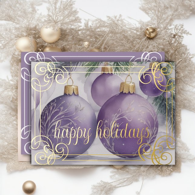Tarjeta Festiva Con Relieve Metalizado Lavanda de ornamentos elegantes (Subido por el creador)
