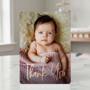 Tarjeta Festiva Con Relieve Metalizado Letrero a mano de foto personalizada para baby sho