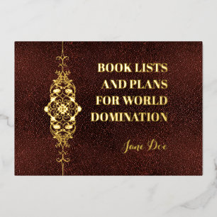 Tarjeta Festiva Con Relieve Metalizado Libro de Hoja Real Amante Lector Divertido Regalo