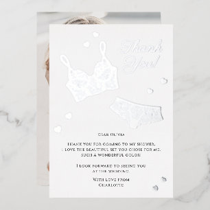 Tarjeta Festiva Con Relieve Metalizado Lingerie Fiesta Bridal Shower Foto Gracias