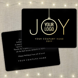 Tarjeta Festiva Con Relieve Metalizado Logo de la Compañía JOY Ornamento de Navidad Negro