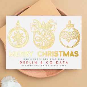 Tarjeta Festiva Con Relieve Metalizado Logo del Año Nuevo Feliz Corporativo