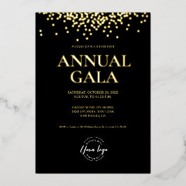 Tarjeta Festiva Con Relieve Metalizado Logotipo anual de la Compañía Confetti de oro Negr