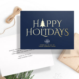 Tarjeta Festiva Con Relieve Metalizado Logotipo Corporativo Elegante Navidades de la Mari