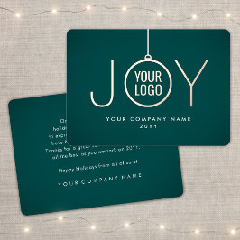 Tarjeta Festiva Con Relieve Metalizado Logotipo de negocio Navidad Ornamento Verde azulad