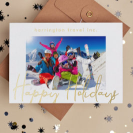 Tarjeta Festiva Con Relieve Metalizado Logotipo del marco dorado corporativo