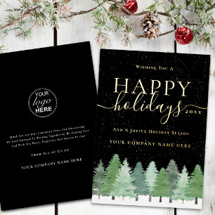 Tarjeta Festiva Con Relieve Metalizado Logotipo empresarial moderno de Navidad corporativ