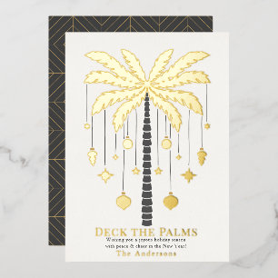 Tarjeta Festiva Con Relieve Metalizado Los Navidades de la Palmera Palm Palm Tree