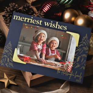 Tarjeta Festiva Con Relieve Metalizado Los Navidades modernos y los deseos más amables