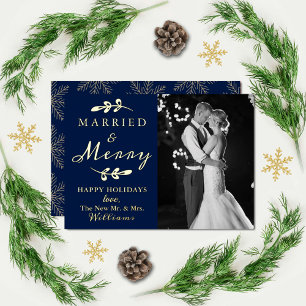 Tarjeta Festiva Con Relieve Metalizado Los primeros Navidades de la pareja de casados y m