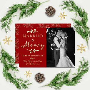 Tarjeta Festiva Con Relieve Metalizado Los primeros Navidades de la pareja de casados y m