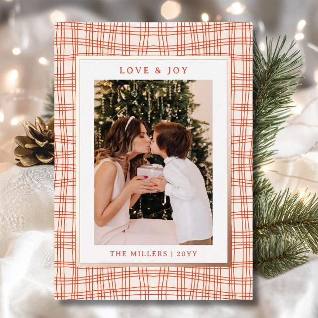 Tarjeta Festiva Con Relieve Metalizado Love 7 Joy Photo Simple Modern Holiday (Subido por el creador)