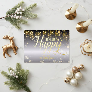 Tarjeta Festiva Con Relieve Metalizado Luces de Cadena de Papel de Plata y Oro para Fiest