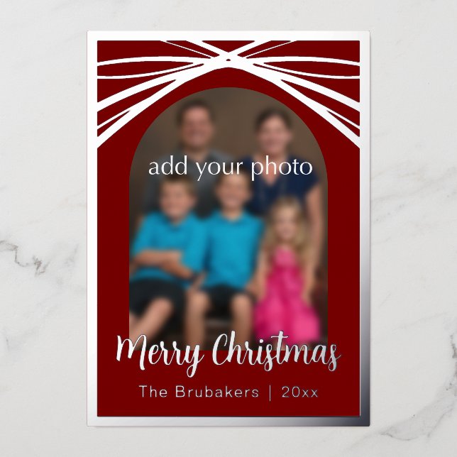 Tarjeta Festiva Con Relieve Metalizado Luke 2:10 Bible Verse Elegant Arch Photo Christmas (Anverso)