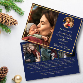 Tarjeta Festiva Con Relieve Metalizado Madonna y Navidades religiosos infantiles con foto