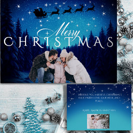Tarjeta Festiva Con Relieve Metalizado Magical Merry Christmas - Photo and Message Silver