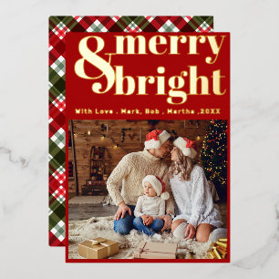 Tarjeta Festiva Con Relieve Metalizado Magnífica tipografía tallada Fotos navideñas merry