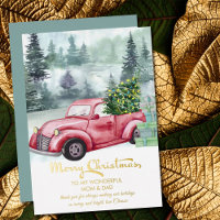Mamá y papá Vintage Red Truck Christmas Tree Gold