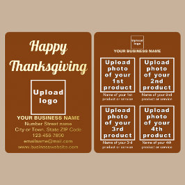 Tarjeta Festiva Con Relieve Metalizado Marca comercial marrón en Acción de Gracias