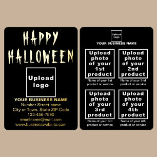 Tarjeta Festiva Con Relieve Metalizado Marca comercial negra en Halloween