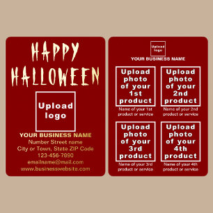 Tarjeta Festiva Con Relieve Metalizado Marca comercial roja en Halloween