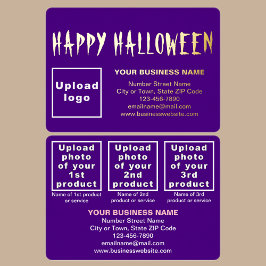 Tarjeta Festiva Con Relieve Metalizado Marca Purple Business en el Rectángulo de Hallowee