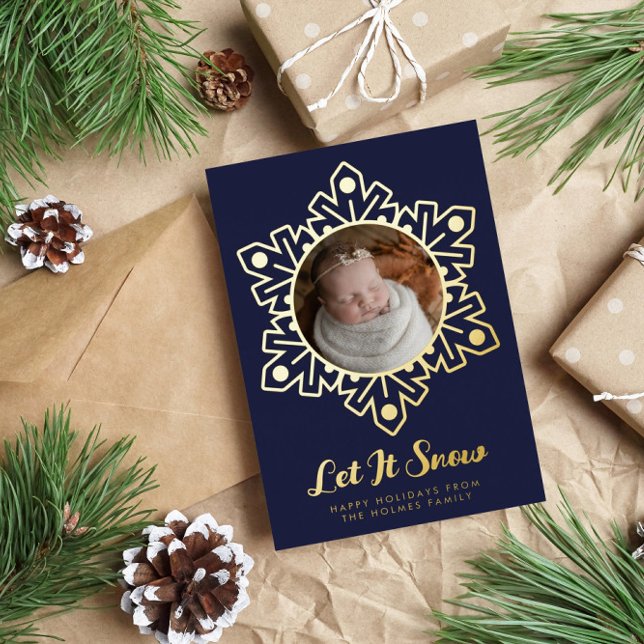 Tarjeta Festiva Con Relieve Metalizado Marco de copo de nieve de lámina de plata de la Ma (Subido por el creador)