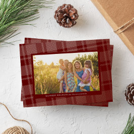 Tarjeta Festiva Con Relieve Metalizado Marco de Cuadro de Cuadros Simple Rojo Profundo Cl