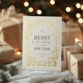 Tarjeta Festiva Con Relieve Metalizado Marco de filigrana