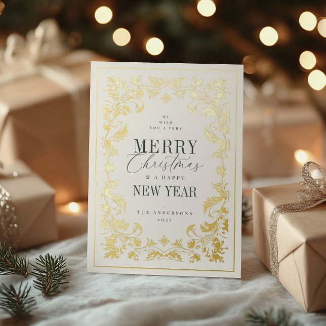 Tarjeta Festiva Con Relieve Metalizado Marco de filigrana (Subido por el creador)