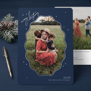 Tarjeta Festiva Con Relieve Metalizado Marco de foto de vieira de la Marina Alegre