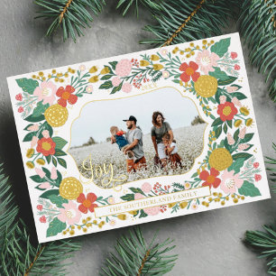 Tarjeta Festiva Con Relieve Metalizado Marco de Foto Elegante Jardín Botánico Floral Aleg